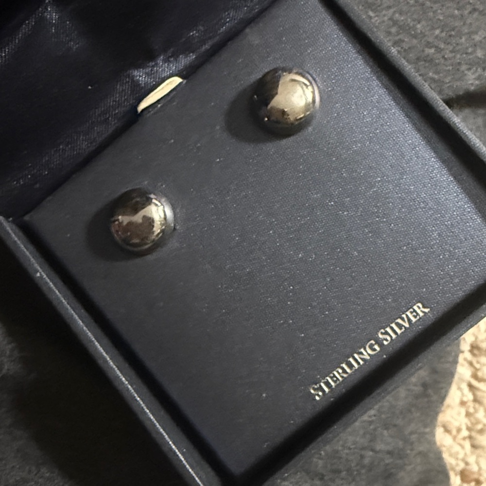 Milor Italy Sterling Silver Button Stud Pierced Earrings
